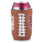 Faux Leather Football Can Cooler Sleeve - Medium Brown