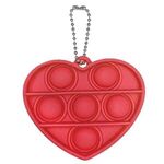 Fidget Popper Heart Shape with Keychain - Full Color Imprint - Red