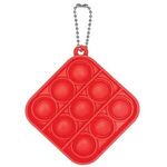 Fidget Popper Square Shape with Keychain - Red