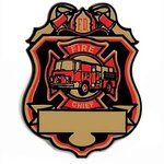Fire Chief Badge Direct Imprint - Black W Red
