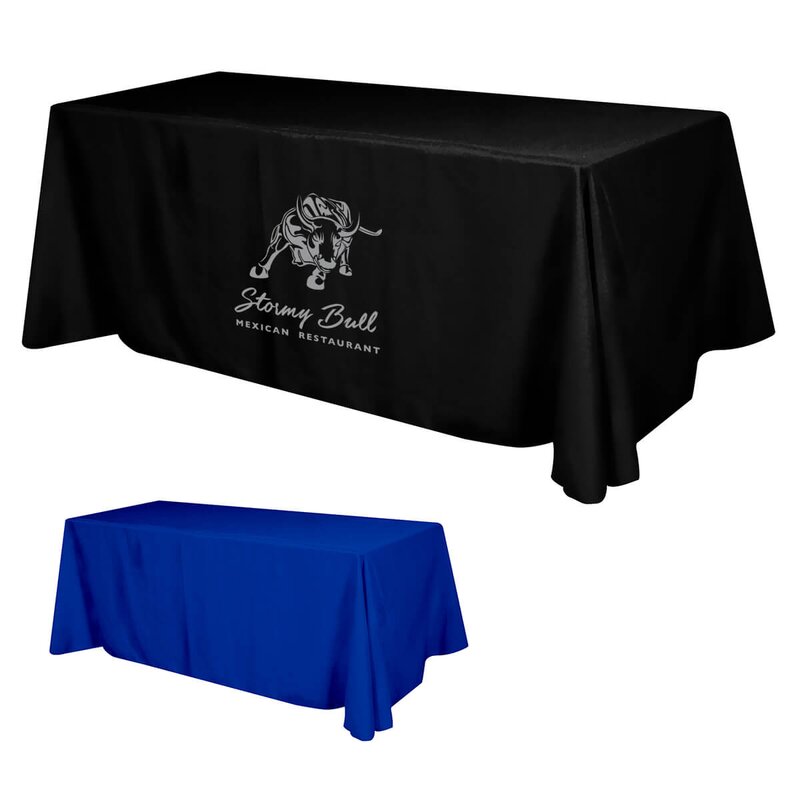 Main Product Image for Custom Printed FLAT POLYESTER 3-SIDED TABLE COVER - FITS 8' STAN
