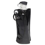 Flip Top Foldable Water Bottle with Carabiner - Dark Black