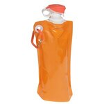 Flip Top Foldable Water Bottle with Carabiner - Medium Orange