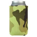 FoamZone USA Made Collapsible Can Cooler with Bottom Imprint - Tan Camo