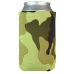 FoamZone USA Made Collapsible Can Cooler with Bottom Imprint - Tan Camo