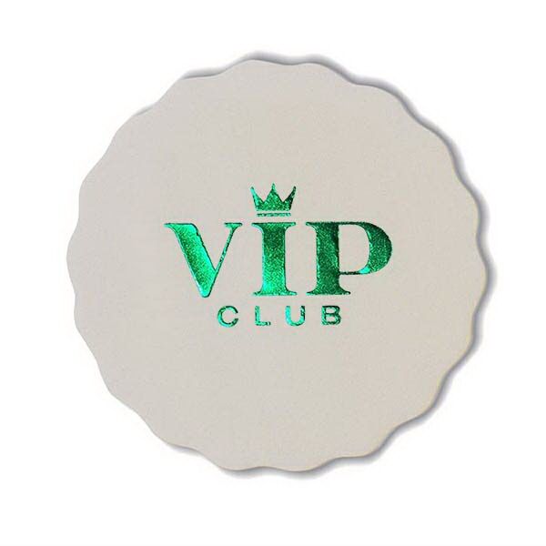 Main Product Image for Foil Stamped 40 Pt. White Scalloped Coaster