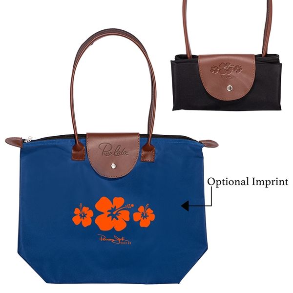 Main Product Image for Imprinted Folding Tote With Leather Flap Closure