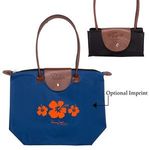 Buy Imprinted Folding Tote With Leather Flap Closure