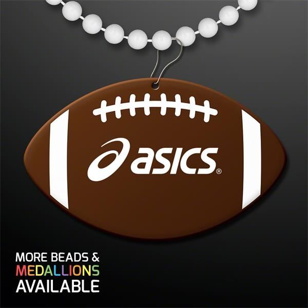 Main Product Image for Custom Printed Football Shape Medallion with Beaded Necklace