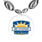 Football Shaped Combo Beads with Disk and Decal - Silver