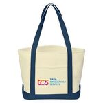 Full Color Cotton Canvas Tote Bag - White-navy Blue