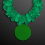 Green Flower Lei Necklace with Medallion (Non-Light Up) - Green