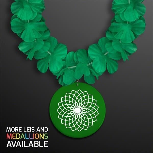 Main Product Image for Green Flower Lei Necklace with Medallion (Non-Light Up)