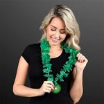 Green Flower Lei Necklace with Medallion (Non-Light Up) -  