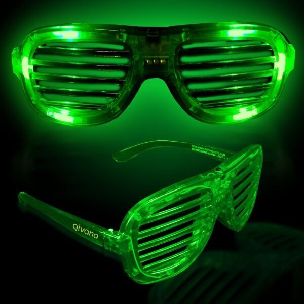 Main Product Image for Custom Printed Green Light-Up LED Slotted Glasses