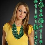Green Shamrock Beaded Necklace - Green