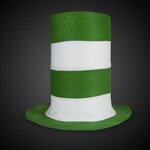 Green & White Striped Stove Pipe Top Hat - Bright Green