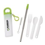 Griffith 3-in-1 Metal Straw, Cutlery Set & Bottle Opener - Lime