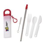 Griffith 3-in-1 Metal Straw, Cutlery Set & Bottle Opener - Red