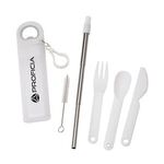 Griffith 3-in-1 Metal Straw, Cutlery Set & Bottle Opener - White