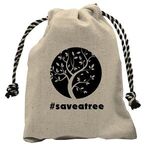 Handy Canvas Drawstring Tote - Natural With Black Stripe Strings