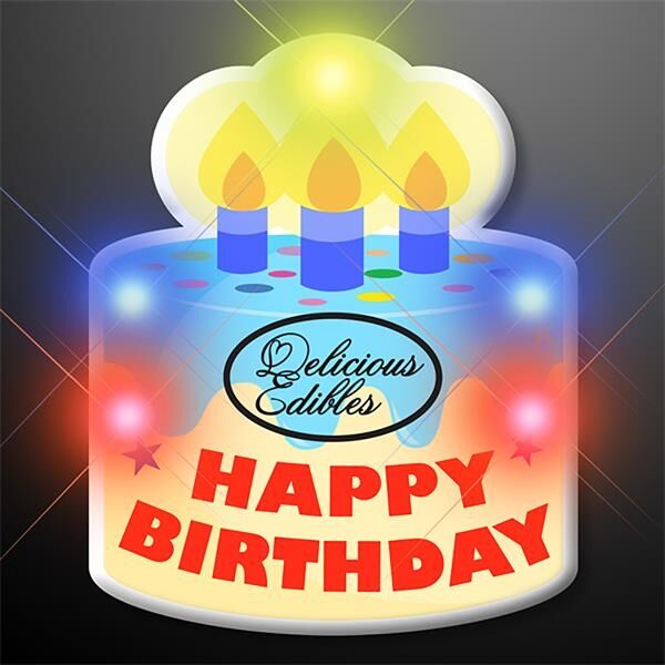 Main Product Image for Happy Birthday Cake LED Pin Blinkies