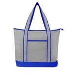Harborside Heathered Cooler Tote Bag - Gray With Royal Blue