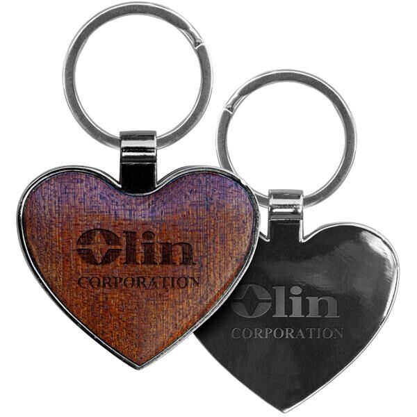 Main Product Image for Heart-Shaped Beveled Wood Gunmetal Key Chain