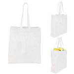 Heat Sealed Non-Woven Value Tote with Gusset - White