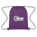 Heathered Non-Woven Drawstring Backpack - Purple