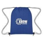 Heathered Non-Woven Drawstring Backpack - Royal Blue