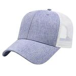 Heathered Polyester with Ultra Soft Mesh Back Cap - Navy-white