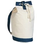 Heavy Canvas Cotton Boat Tote Bag - Natural Blue