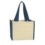 Heavy Cotton Canvas Tote Bag - Natural With Navy