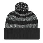 Heavy Ribbed Knit Cap with Cuff - Black-white