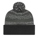 Heavy Ribbed Knit Cap with Cuff - Dark Heather-white-black