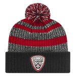 Heavy Ribbed Knit Cap with Cuff - Red-white-black