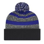 Heavy Ribbed Knit Cap with Cuff - Royal-white-black