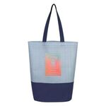 Herringbone Non-Woven Tote Bag - Navy Blue