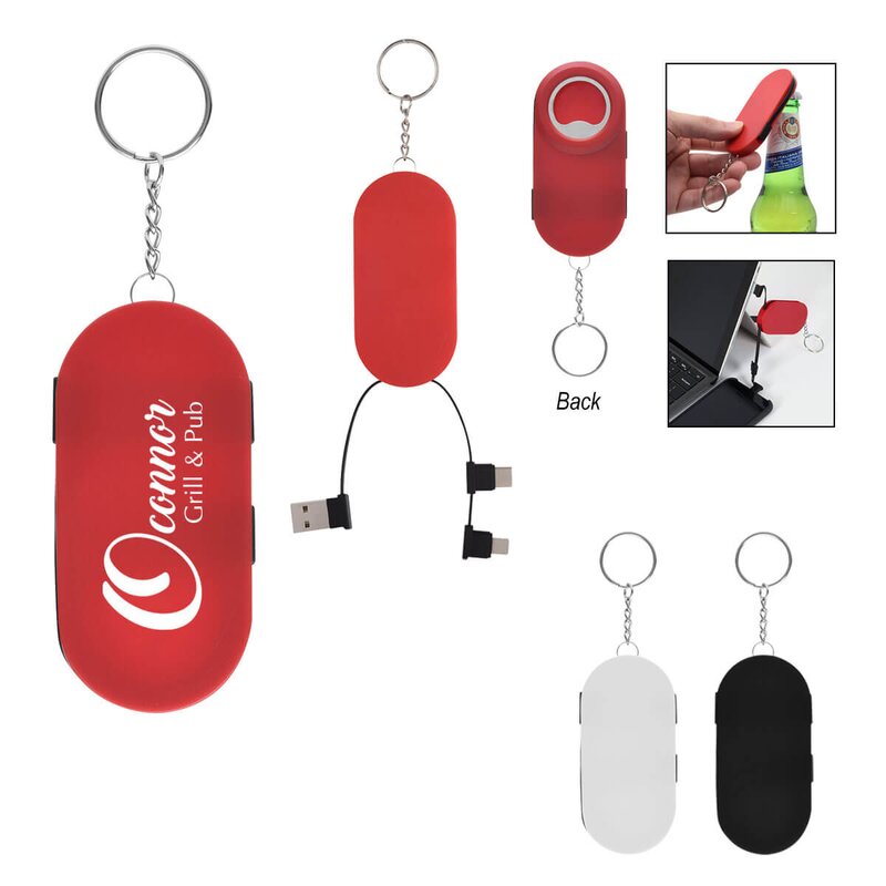 Main Product Image for Custom Printed Hideaway 3-In-1 Charging Cable & Bottle Opener