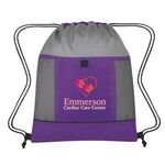 Honeycomb Ripstop Drawstring Bag - Purple With Gray