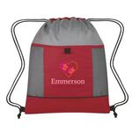 Honeycomb Ripstop Drawstring Bag - Red With Gray