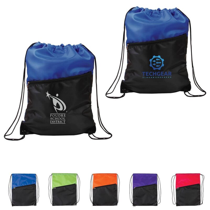 Main Product Image for Imprinted Drawstring Backpack & Zipper Two-Tone