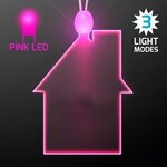 Imprinted House Light Up Acrylic Necklace with Green LED - Pink