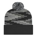 In Stock Bar Knit Cap with Cuff - Black-heather-white