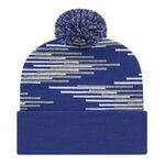 In Stock Bar Knit Cap with Cuff - True Royal-gray-white