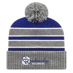 In Stock Double Stripe Knit Cap with Ribbed Cuff - Heather-royal-white