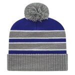 In Stock Double Stripe Knit Cap with Ribbed Cuff -  