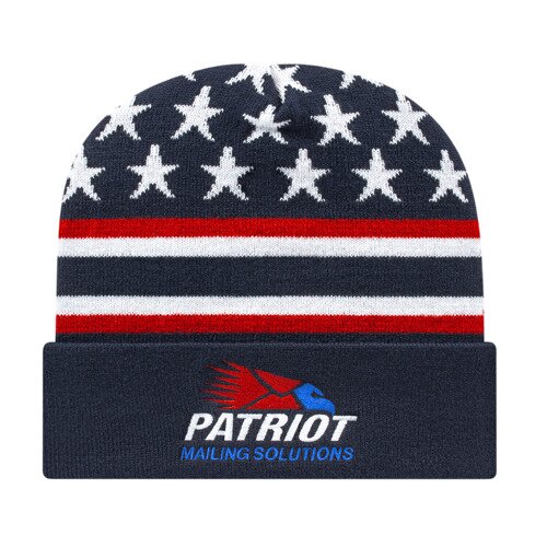 Main Product Image for In Stock Flag Knit Cap With Cuff Embroidered