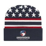 In Stock Flag Knit Cap with Cuff - True Navy-white-true Red